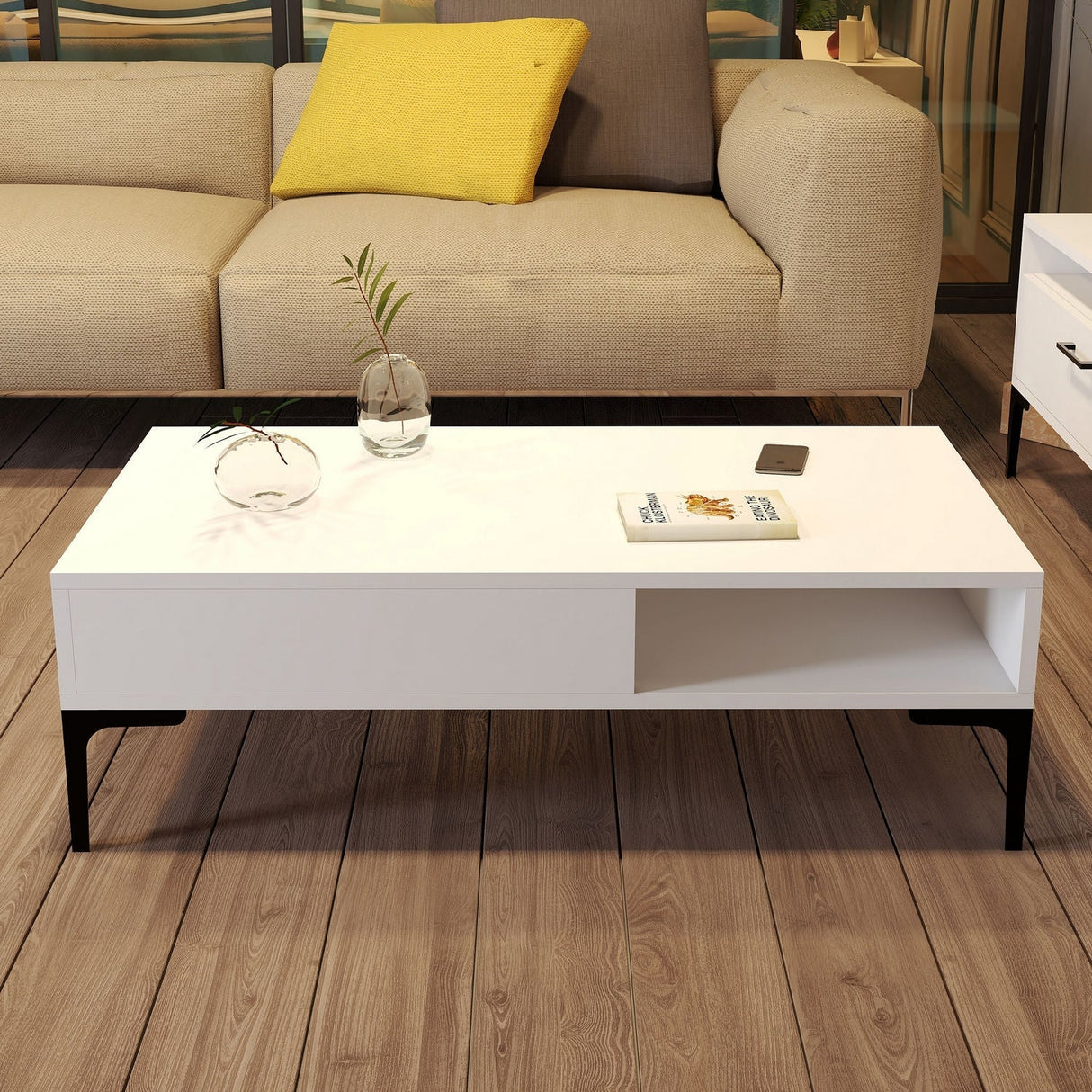 Măsuță de cafea Istanbul, Diverse culori, 105x60x33 cm - Alb | SKU: 845HCT5271 | Măsuță de cafea Istanbul, 105x60x33 cm, varianta Alb, produs pentru amenajarea locuinței, disponibil online în România la CasaMob