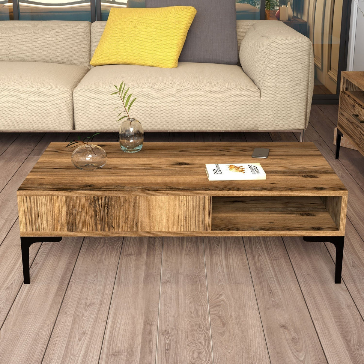 Măsuță de cafea Istanbul, Diverse culori, 105x60x33 cm - Nuc | SKU: 845HCT5268 | Măsuță de cafea Istanbul, 105x60x33 cm, varianta Nuc, produs pentru amenajarea locuinței, disponibil online în România la CasaMob