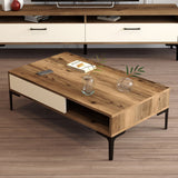 Măsuță de cafea Istanbul, Diverse culori, 105x60x33 cm - Nuc - Crem | SKU: 845HCT5269 | Măsuță de cafea Istanbul, 105x60x33 cm, varianta Nuc - Crem, produs pentru amenajarea locuinței, disponibil online în România la CasaMob