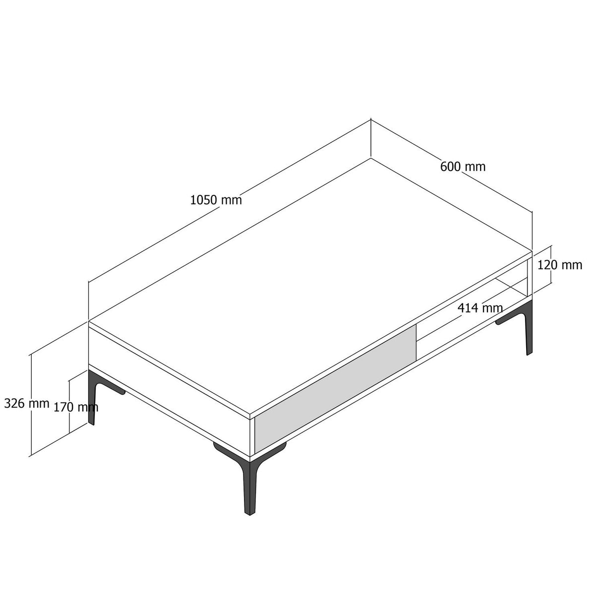 Măsuță de cafea Istanbul - Walnut, Black Marble, Nuc - Negru, 105x60x33 cm