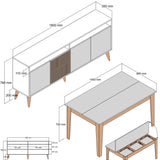 Set mobilă pentru sufragerie Milan 522, Nuc - Alb, 180x35x79 cm