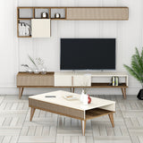 Set mobilă pentru sufragerie Milan Set 482, Nuc - Crem, 180x35x40 cm