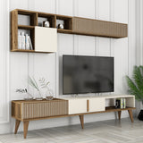 Set mobilă pentru sufragerie Milan Set 482, Nuc - Crem, 180x35x40 cm