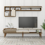 Set mobilă pentru sufragerie Milan Set 482, Nuc - Crem, 180x35x40 cm