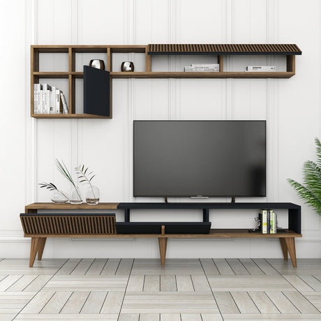 Set mobilă pentru sufragerie Milan Set 483, Nuc - Antracit, 180x35x40 cm