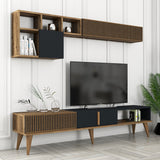 Set mobilă pentru sufragerie Milan Set 483, Nuc - Antracit, 180x35x40 cm