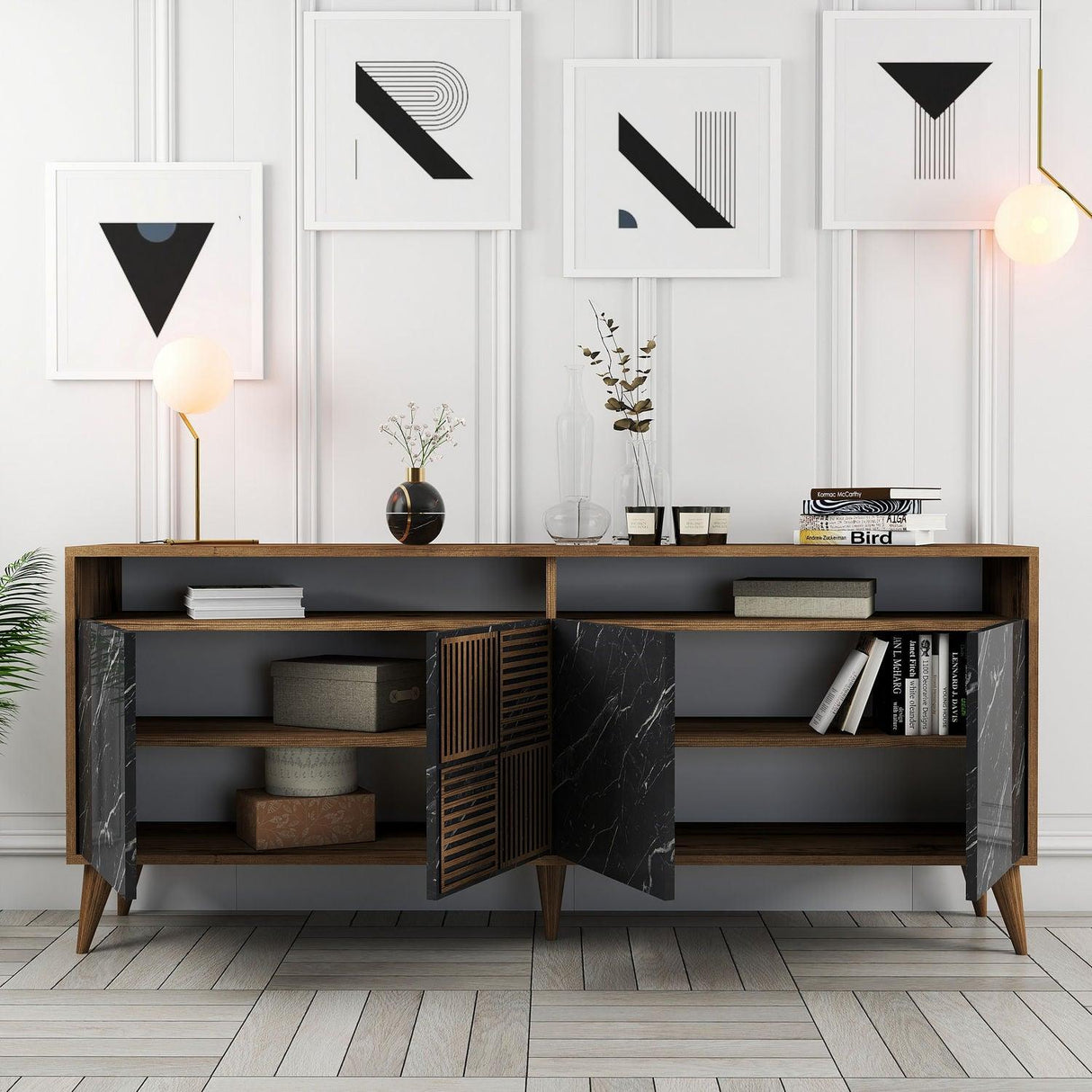 Consolă Milan Console, Nuc, 35x79x180 cm - Nuc Negru, SKU 845HCT5316