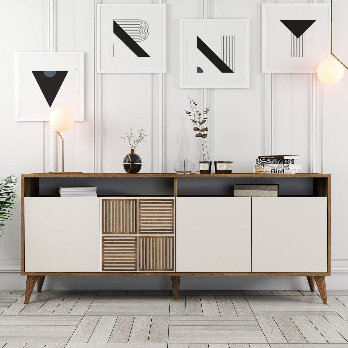 Consolă Milan Console, Nuc, 35x79x180 cm - Crema de nuca, SKU 845HCT5316