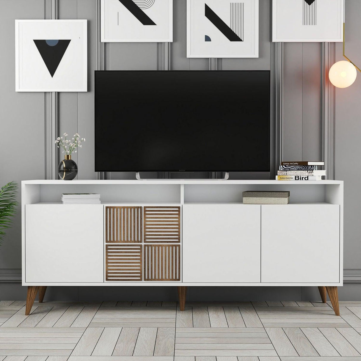 Consolă Milan Console, Nuc, 35x79x180 cm - Alb, SKU 845HCT5316