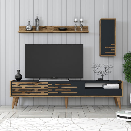 Comodă TV Valensiya, Nuc - Antracit, 180x45x35 cm