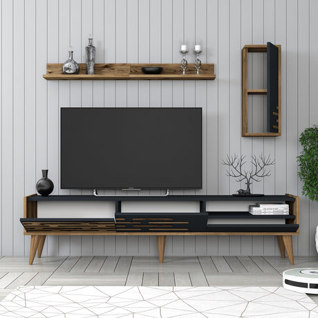 Comodă TV Valensiya, Nuc - Antracit, 180x45x35 cm