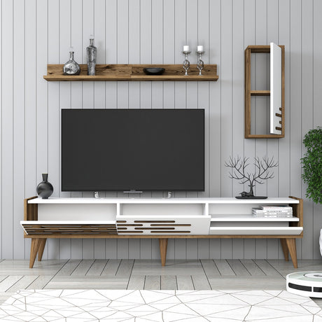Comodă TV Valensiya, Nuc - Alb, 180x45x35 cm