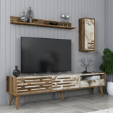 Comodă TV Valensiya, Nuc - Alb - Marble, 180x45x35 cm