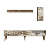 Comodă TV Valensiya, Nuc - Alb - Marble, 180x45x35 cm