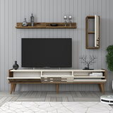 Comodă TV Valensiya, Nuc - Crem, 180x45x35 cm