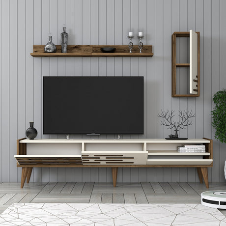 Comodă TV Valensiya, Nuc - Crem, 180x45x35 cm