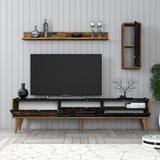 Comodă TV Valensiya, Nuc - Negru - Marble, 180x45x35 cm