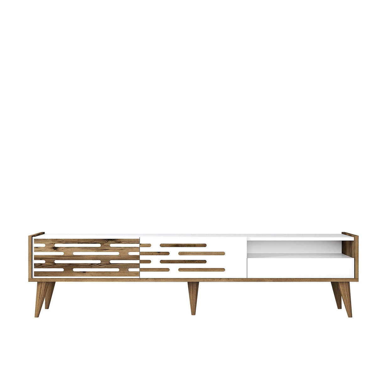 Comodă TV Valensiya, Nuc - Alb, 180x45x35 cm