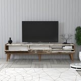Comodă TV Valensiya, Nuc - Alb - Marble, 180x45x35 cm