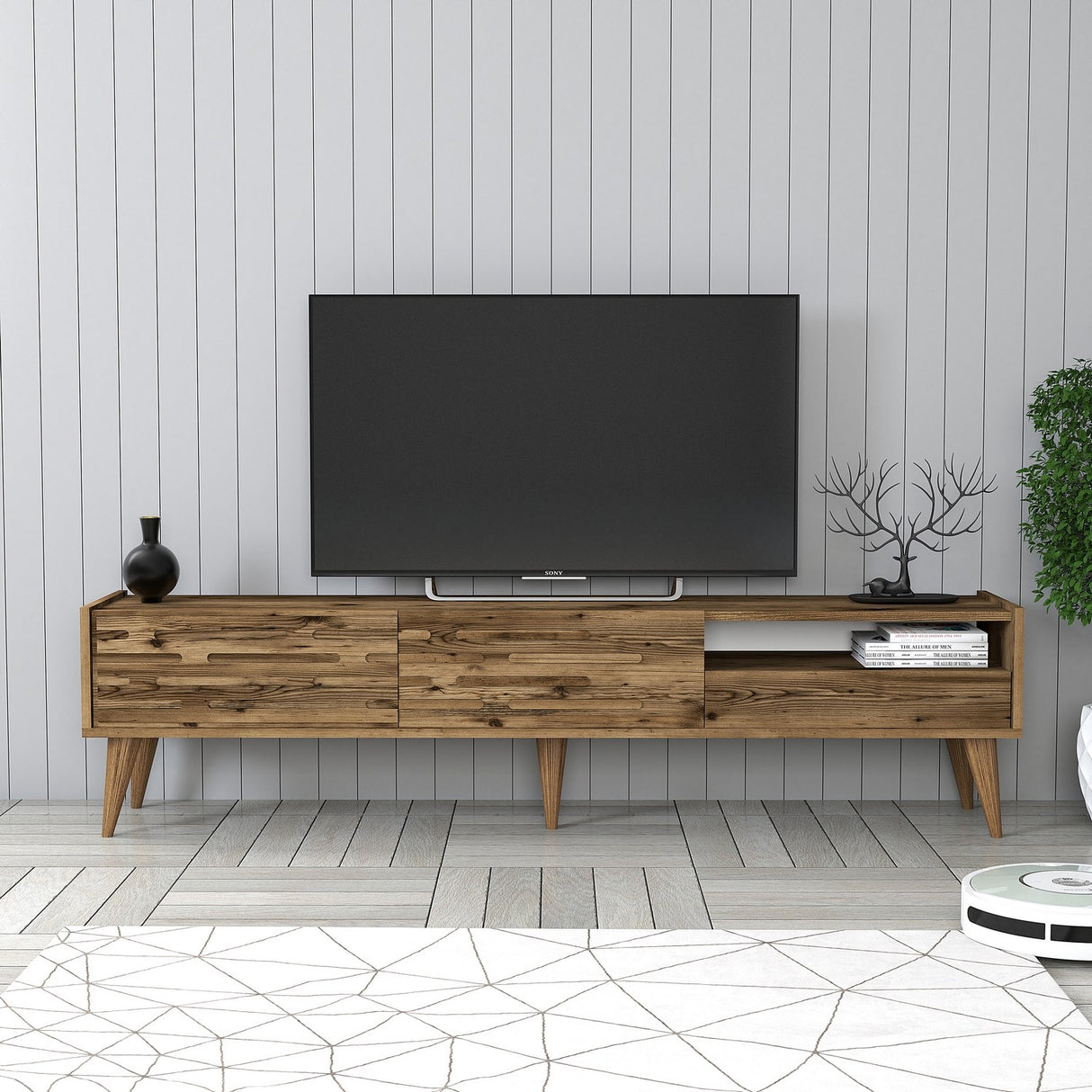 Comodă TV Valensiya, Nuc, 180x45x35 cm