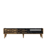 Comodă TV Valensiya, Nuc - Negru - Marble, 180x45x35 cm