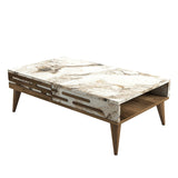 Măsuță de cafea Valensiya, Diverse culori, 105x60x35 cm - Nuc - Alb - Marble | SKU: 845HCT5358 | Măsuță de cafea Valensiya, 105x60x35 cm, varianta Nuc - Alb - Marble, produs pentru amenajarea locuinței, disponibil online în România la CasaMob