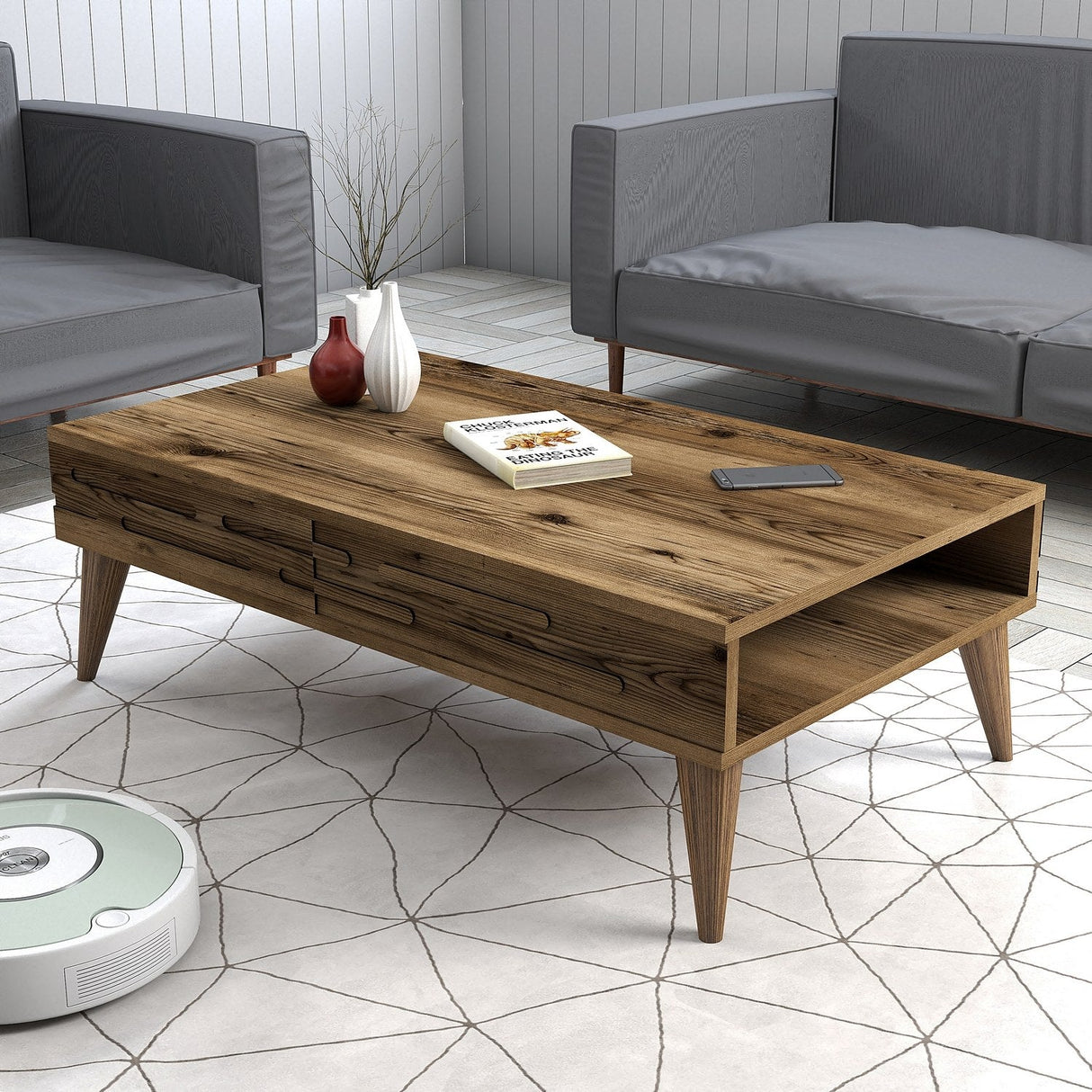 Măsuță de cafea Valensiya, Diverse culori, 105x60x35 cm - Nuc | SKU: 845HCT5359 | Măsuță de cafea Valensiya, 105x60x35 cm, varianta Nuc, produs pentru amenajarea locuinței, disponibil online în România la CasaMob