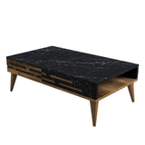 Măsuță de cafea Valensiya, Diverse culori, 105x60x35 cm - Nuc - Negru - Marble | SKU: 845HCT5361 | Măsuță de cafea Valensiya, 105x60x35 cm, varianta Nuc - Negru - Marble, produs pentru amenajarea locuinței, disponibil online în România la CasaMob