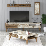 Set mobilă pentru sufragerie Valensiya, Diverse culori, 180x45x35 cm - Nuc - Alb - Marble | SKU: 845HCT5365 | Set mobilă pentru sufragerie Valensiya, 180x45x35 cm, varianta Nuc - Alb - Marble, produs pentru amenajarea locuinței, disponibil online în România la CasaMob