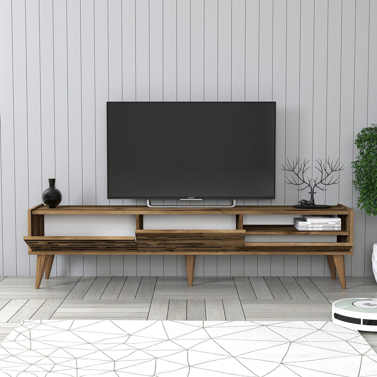 Set mobilă pentru sufragerie Valensiya, Diverse culori, 180x45x35 cm - Nuc | SKU: 845HCT5366 | Set mobilă pentru sufragerie Valensiya, 180x45x35 cm, varianta Nuc, produs pentru amenajarea locuinței, disponibil online în România la CasaMob