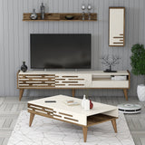 Set mobilă pentru sufragerie Valensiya, Diverse culori, 180x45x35 cm - Nuc - Crem | SKU: 845HCT5367 | Set mobilă pentru sufragerie Valensiya, 180x45x35 cm, varianta Nuc - Crem, produs pentru amenajarea locuinței, disponibil online în România la CasaMob