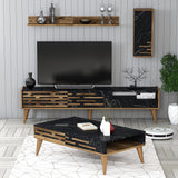 Set mobilă pentru sufragerie Valensiya, Diverse culori, 180x45x35 cm - Nuc - Negru - Marble | SKU: 845HCT5368 | Set mobilă pentru sufragerie Valensiya, 180x45x35 cm, varianta Nuc - Negru - Marble, produs pentru amenajarea locuinței, disponibil online în România la CasaMob
