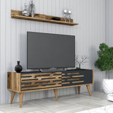 Comodă TV Valensiya 140, Diverse culori, 140x45x35 cm - Nuc - Antracit | SKU: 845HCT5384 | Comodă TV Valensiya 140, 140x45x35 cm, varianta Nuc - Antracit, produs pentru amenajarea locuinței, disponibil online în România la CasaMob