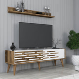 Comodă TV Valensiya 140, Diverse culori, 140x45x35 cm - Nuc - Alb | SKU: 845HCT5385 | Comodă TV Valensiya 140, 140x45x35 cm, varianta Nuc - Alb, produs pentru amenajarea locuinței, disponibil online în România la CasaMob