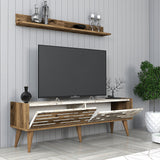 Comodă TV Valensiya 140, Diverse culori, 140x45x35 cm - Nuc - Alb - Marble | SKU: 845HCT5386 | Comodă TV Valensiya 140, 140x45x35 cm, varianta Nuc - Alb - Marble, produs pentru amenajarea locuinței, disponibil online în România la CasaMob