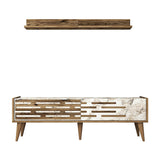 Comodă TV Valensiya 140, Diverse culori, 140x45x35 cm - Nuc - Alb - Marble | SKU: 845HCT5386 | Comodă TV Valensiya 140, 140x45x35 cm, varianta Nuc - Alb - Marble, produs pentru amenajarea locuinței, disponibil online în România la CasaMob