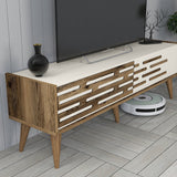 Comodă TV Valensiya 140, Diverse culori, 140x45x35 cm - Nuc - Crem | SKU: 845HCT5388 | Comodă TV Valensiya 140, 140x45x35 cm, varianta Nuc - Crem, produs pentru amenajarea locuinței, disponibil online în România la CasaMob