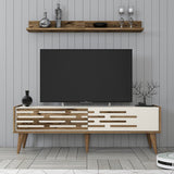 Comodă TV Valensiya 140, Diverse culori, 140x45x35 cm - Nuc - Crem | SKU: 845HCT5388 | Comodă TV Valensiya 140, 140x45x35 cm, varianta Nuc - Crem, produs pentru amenajarea locuinței, disponibil online în România la CasaMob