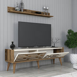 Comodă TV Valensiya 140, Diverse culori, 140x45x35 cm - Nuc - Crem | SKU: 845HCT5388 | Comodă TV Valensiya 140, 140x45x35 cm, varianta Nuc - Crem, produs pentru amenajarea locuinței, disponibil online în România la CasaMob