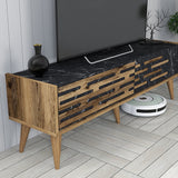 Comodă TV Valensiya 140, Diverse culori, 140x45x35 cm - Nuc - Negru - Marble | SKU: 845HCT5389 | Comodă TV Valensiya 140, 140x45x35 cm, varianta Nuc - Negru - Marble, produs pentru amenajarea locuinței, disponibil online în România la CasaMob