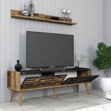 Comodă TV Valensiya 140, Diverse culori, 140x45x35 cm - Nuc - Negru - Marble | SKU: 845HCT5389 | Comodă TV Valensiya 140, 140x45x35 cm, varianta Nuc - Negru - Marble, produs pentru amenajarea locuinței, disponibil online în România la CasaMob