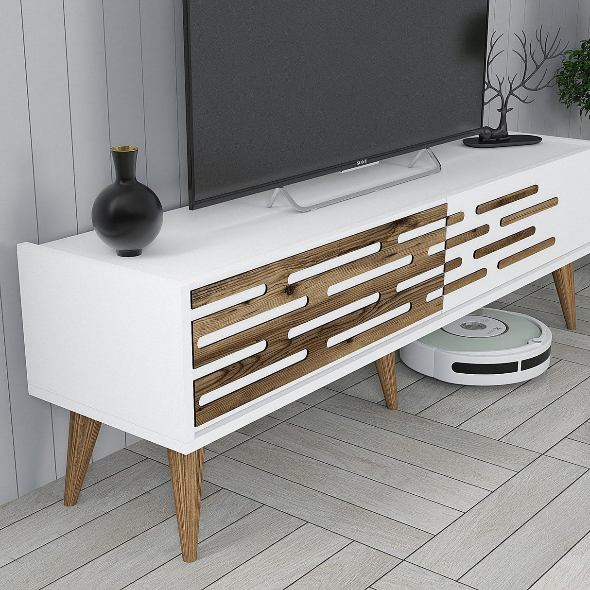 Comodă TV Valensiya 140, Diverse culori, 140x45x35 cm - Alb | SKU: 845HCT5390 | Comodă TV Valensiya 140, 140x45x35 cm, varianta Alb, produs pentru amenajarea locuinței, disponibil online în România la CasaMob