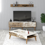Set mobilă pentru sufragerie Valensiya 140, Diverse culori, 140x45x35 cm - Nuc - Alb - Marble | SKU: 845HCT5393 | Set mobilă pentru sufragerie Valensiya 140, 140x45x35 cm, varianta Nuc - Alb - Marble, produs pentru amenajarea locuinței, disponibil online în România la CasaMob