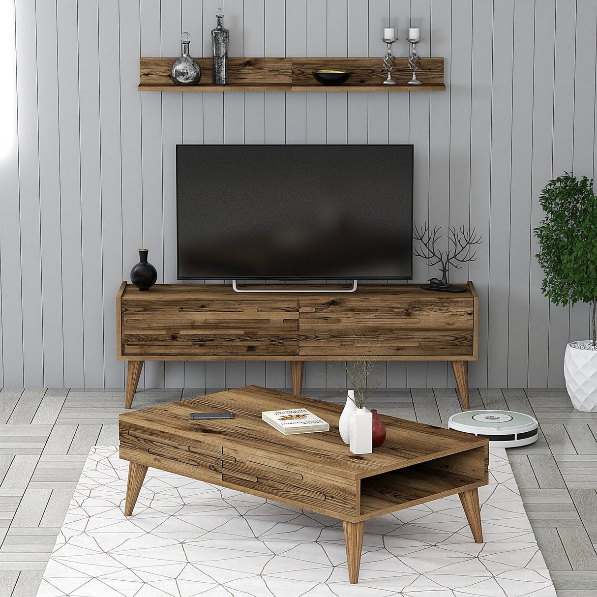 Set mobilă pentru sufragerie Valensiya 140, Diverse culori, 140x45x35 cm - Nuc | SKU: 845HCT5394 | Set mobilă pentru sufragerie Valensiya 140, 140x45x35 cm, varianta Nuc, produs pentru amenajarea locuinței, disponibil online în România la CasaMob