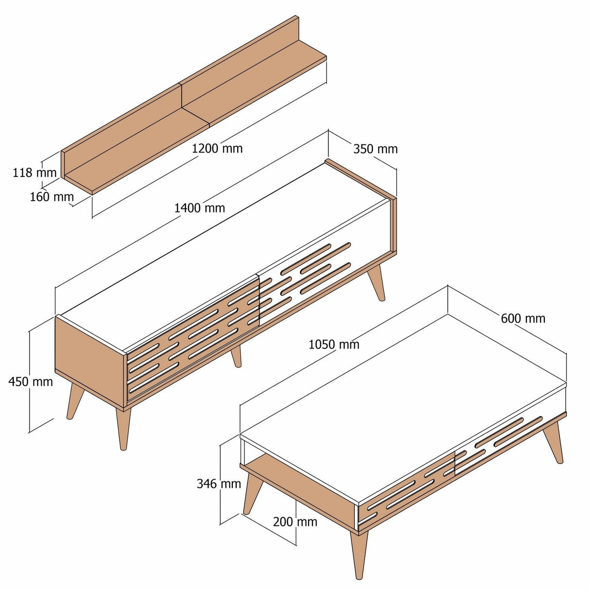 Set mobilă pentru sufragerie Valensiya 140, Diverse culori, 140x45x35 cm - Nuc - Crem | SKU: 845HCT5395 | Set mobilă pentru sufragerie Valensiya 140, 140x45x35 cm, varianta Nuc - Crem, produs pentru amenajarea locuinței, disponibil online în România la CasaMob