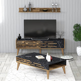 Set mobilă pentru sufragerie Valensiya 140, Diverse culori, 140x45x35 cm - Nuc - Negru - Marble | SKU: 845HCT5396 | Set mobilă pentru sufragerie Valensiya 140, 140x45x35 cm, varianta Nuc - Negru - Marble, produs pentru amenajarea locuinței, disponibil online în România la CasaMob