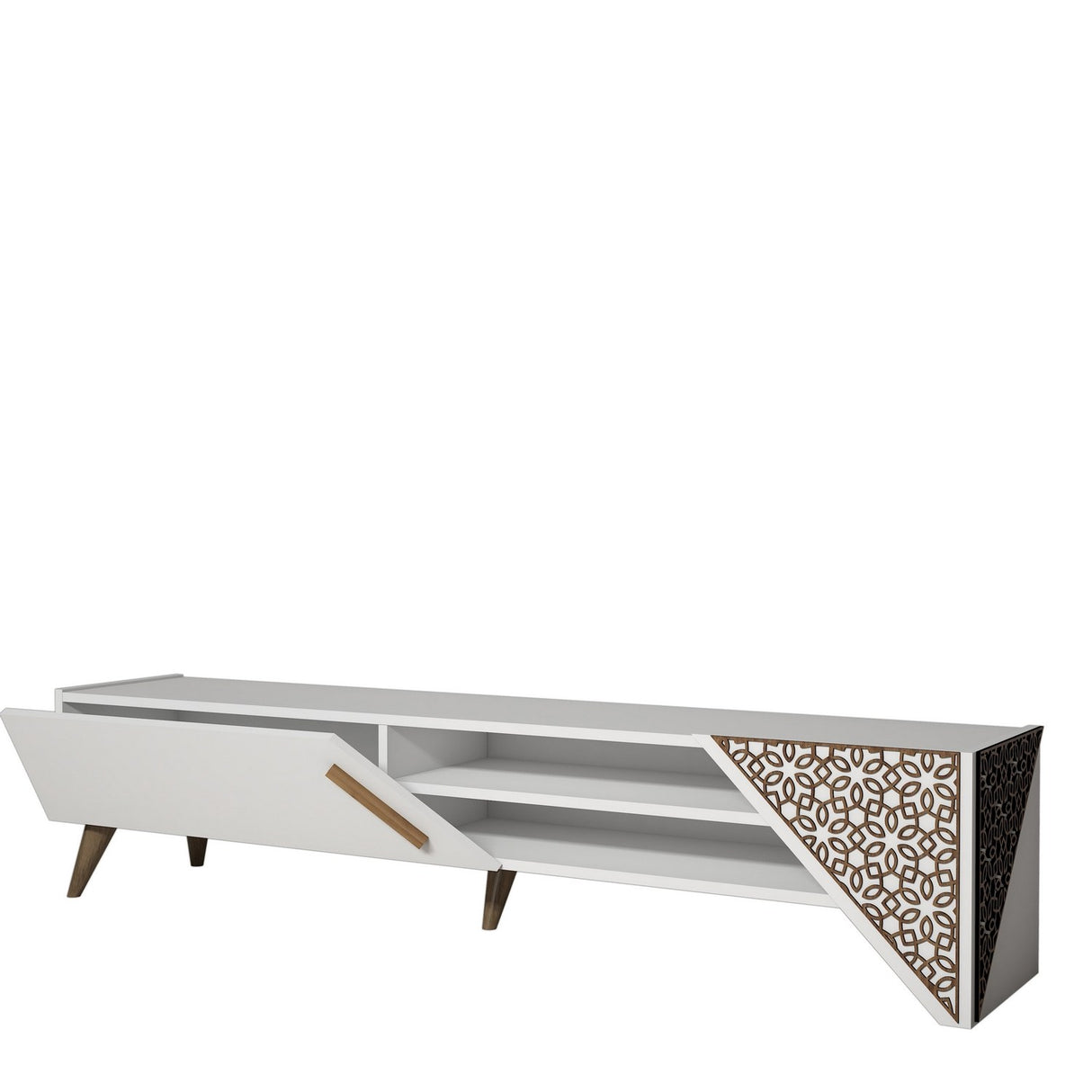 Comodă TV Beril 2, Diverse culori, 180x40x37 cm - Alb | SKU: 845HCT5501 | Comodă TV Beril 2, 180x40x37 cm, varianta Alb, produs pentru amenajarea locuinței, disponibil online în România la CasaMob