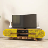 Comodă TV Defne, Diverse culori, Diverse dimensiuni - Nuc - Galben - 145x37x37 cm | SKU: 845HCT5506 | Comodă TV Defne, varianta Nuc - Galben - 145x37x37 cm, produs pentru amenajarea locuinței, disponibil online în România la CasaMob