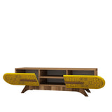 Comodă TV Defne, Diverse culori, Diverse dimensiuni - Nuc - Galben - 145x37x37 cm | SKU: 845HCT5506 | Comodă TV Defne, varianta Nuc - Galben - 145x37x37 cm, produs pentru amenajarea locuinței, disponibil online în România la CasaMob