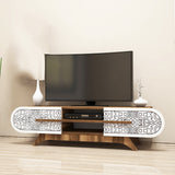 Comodă TV Defne, Diverse culori, Diverse dimensiuni - Nuc - Alb - 145x37x37 cm | SKU: 845HCT5504 | Comodă TV Defne, varianta Nuc - Alb - 145x37x37 cm, produs pentru amenajarea locuinței, disponibil online în România la CasaMob